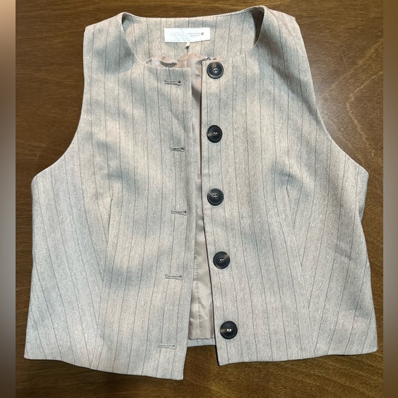 Zara Gray Pinstripe Vest - Picture 3 of 7